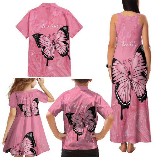 Personalised Australia Breast Cancer Awareness Family Matching Tank Maxi Dress and Hawaiian Shirt Pink Ribbon Butterfly Opal Pattern - Aussie Hoodie