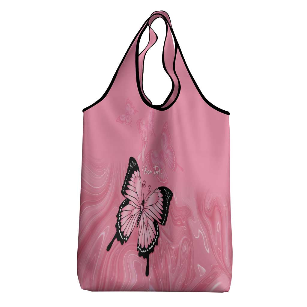 Personalised Australia Breast Cancer Awareness Grocery Bag Pink Ribbon Butterfly Opal Pattern - Aussie Hoodie