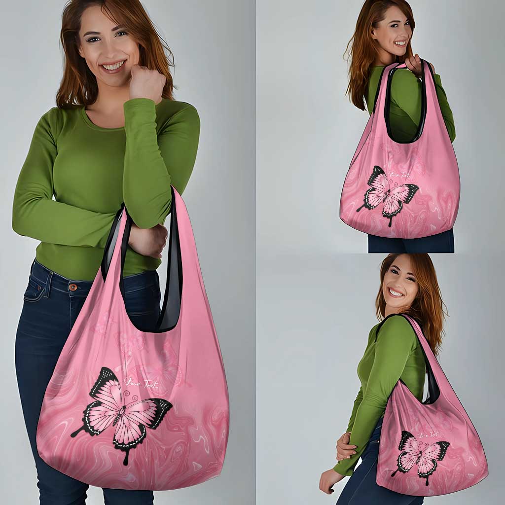 Personalised Australia Breast Cancer Awareness Grocery Bag Pink Ribbon Butterfly Opal Pattern - Aussie Hoodie