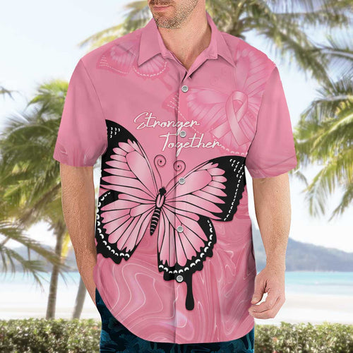 Personalised Australia Breast Cancer Awareness Hawaiian Shirt Pink Ribbon Butterfly Opal Pattern - Aussie Hoodie