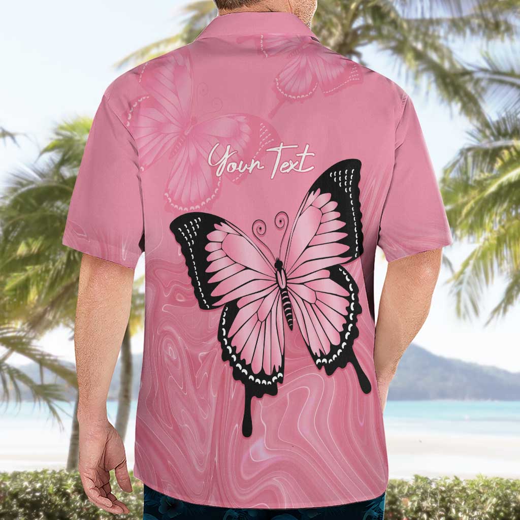 Personalised Australia Breast Cancer Awareness Hawaiian Shirt Pink Ribbon Butterfly Opal Pattern - Aussie Hoodie