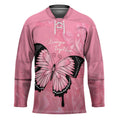 Personalised Australia Breast Cancer Awareness Hockey Jersey Pink Ribbon Butterfly Opal Pattern - Aussie Hoodie
