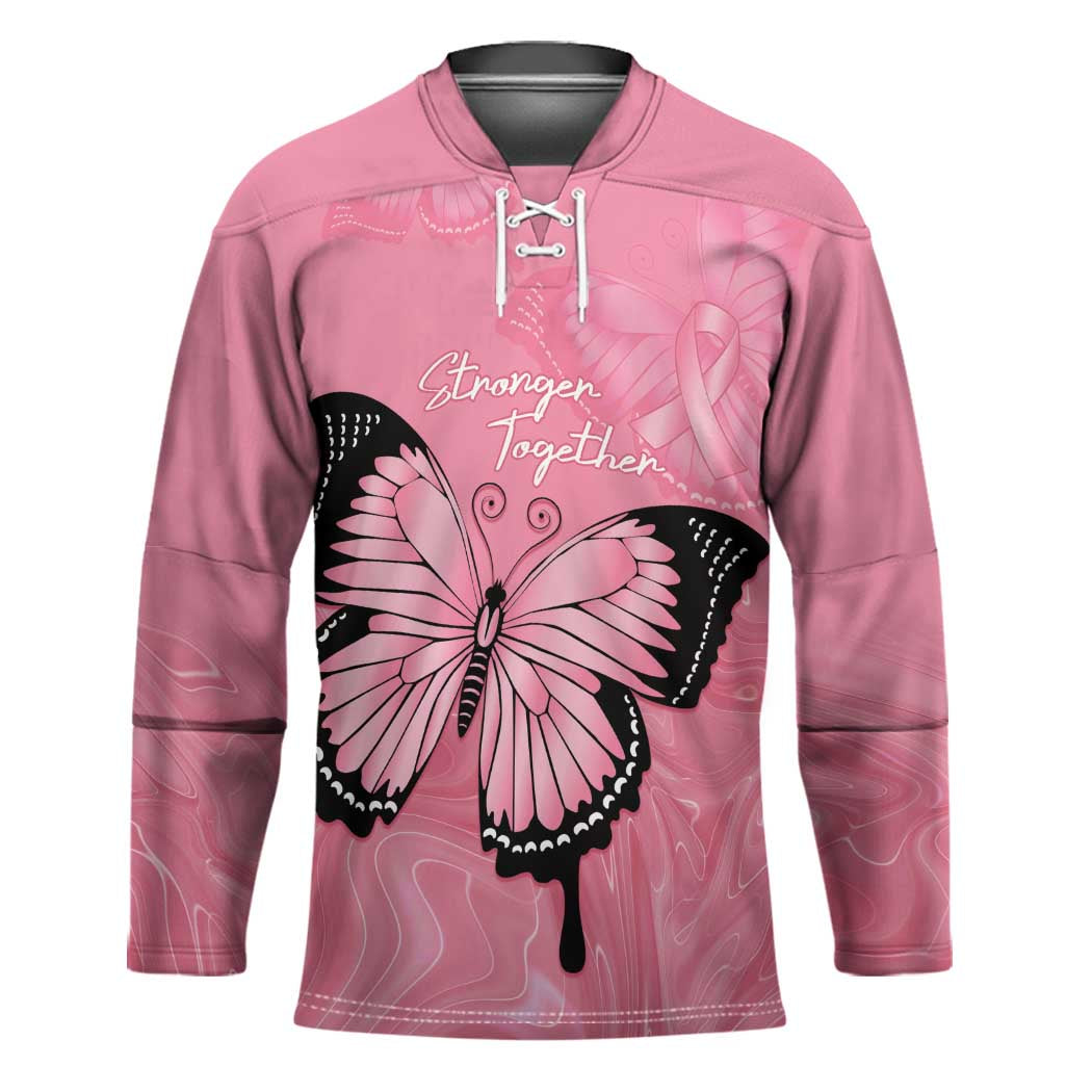 Personalised Australia Breast Cancer Awareness Hockey Jersey Pink Ribbon Butterfly Opal Pattern - Aussie Hoodie