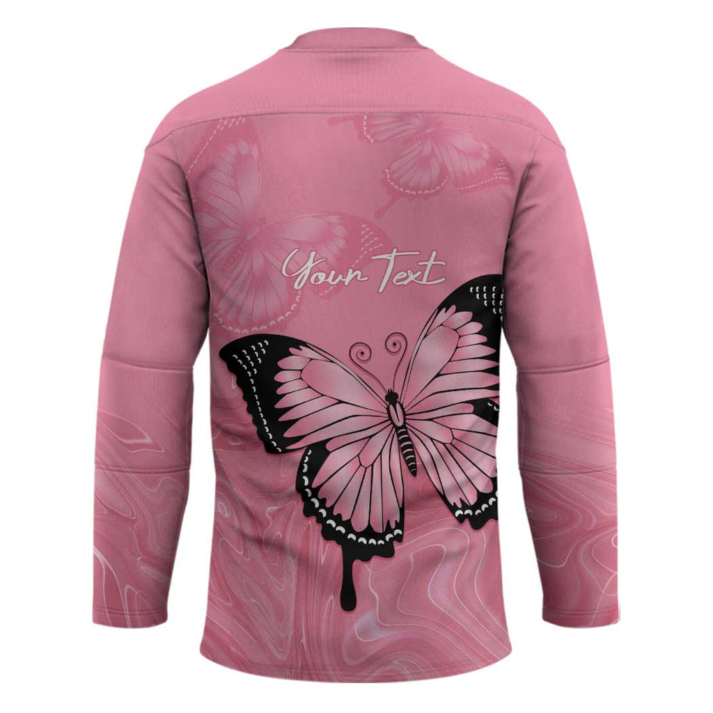 Personalised Australia Breast Cancer Awareness Hockey Jersey Pink Ribbon Butterfly Opal Pattern - Aussie Hoodie