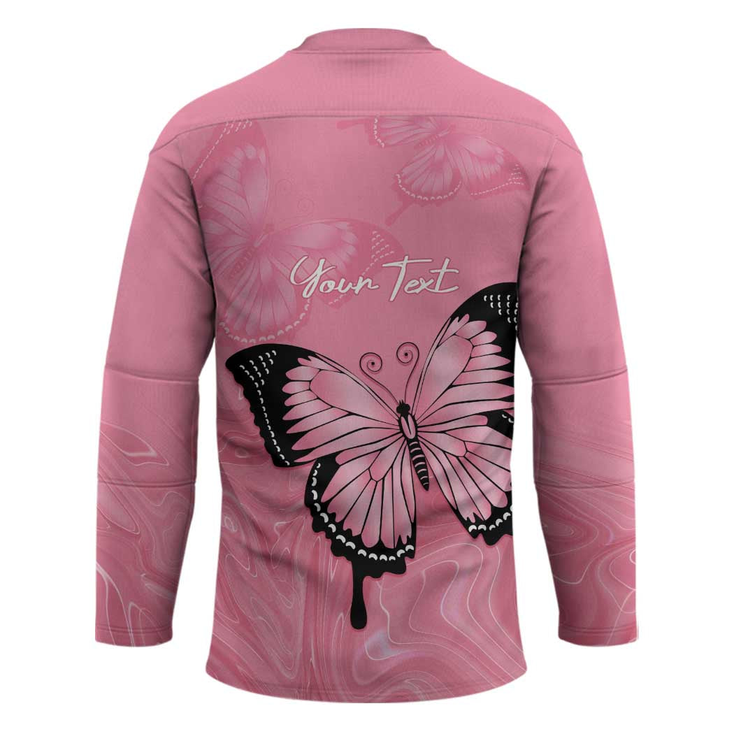 Personalised Australia Breast Cancer Awareness Hockey Jersey Pink Ribbon Butterfly Opal Pattern - Aussie Hoodie