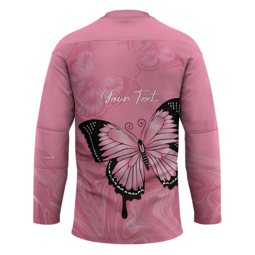 Personalised Australia Breast Cancer Awareness Hockey Jersey Pink Ribbon Butterfly Opal Pattern - Aussie Hoodie