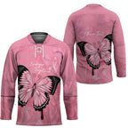 Personalised Australia Breast Cancer Awareness Hockey Jersey Pink Ribbon Butterfly Opal Pattern - Aussie Hoodie