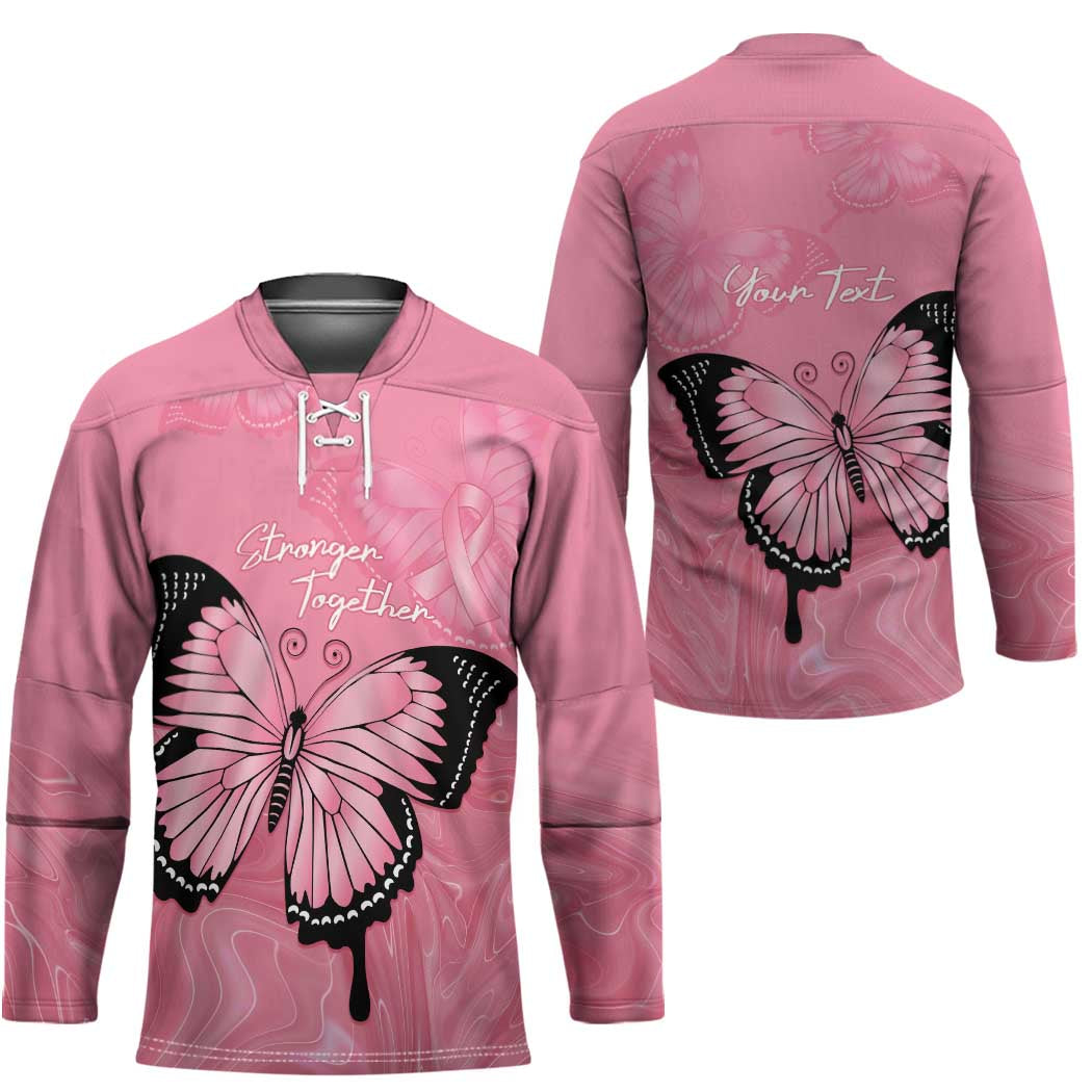 Personalised Australia Breast Cancer Awareness Hockey Jersey Pink Ribbon Butterfly Opal Pattern - Aussie Hoodie