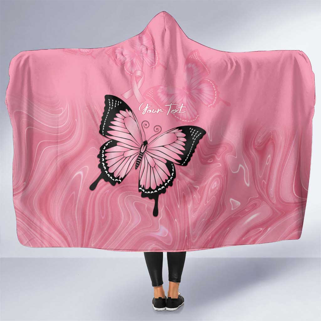Personalised Australia Breast Cancer Awareness Hooded Blanket Pink Ribbon Butterfly Opal Pattern - Aussie Hoodie