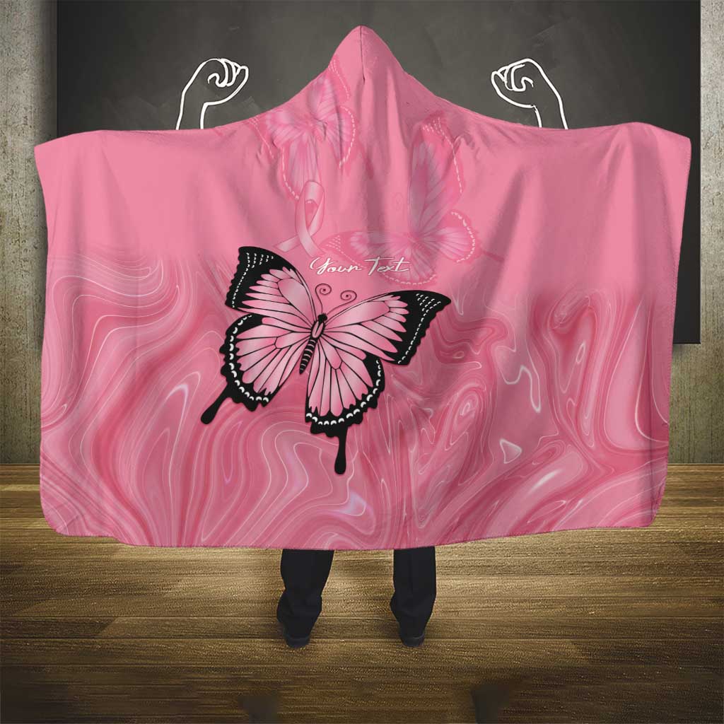 Personalised Australia Breast Cancer Awareness Hooded Blanket Pink Ribbon Butterfly Opal Pattern - Aussie Hoodie
