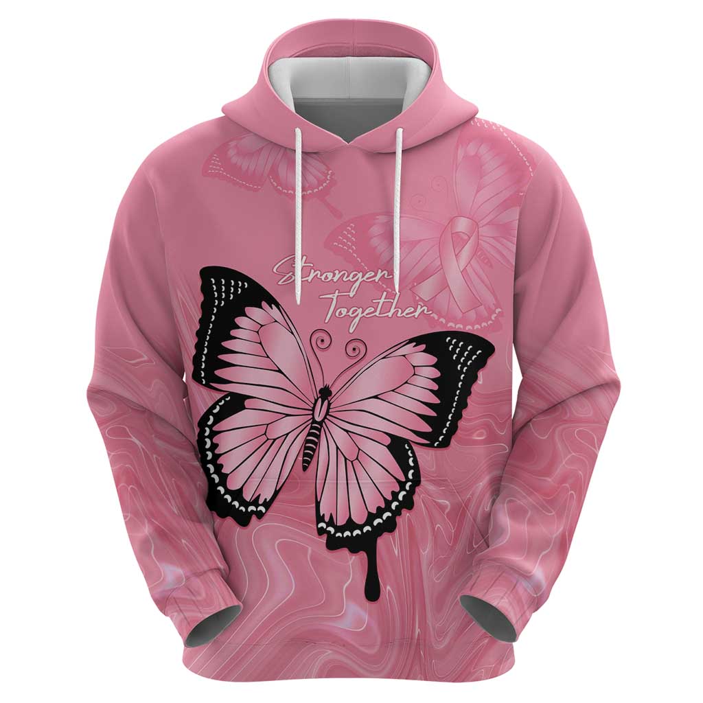 Personalised Australia Breast Cancer Awareness Hoodie Pink Ribbon Butterfly Opal Pattern - Aussie Hoodie