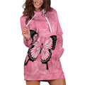 Personalised Australia Breast Cancer Awareness Hoodie Dress Pink Ribbon Butterfly Opal Pattern - Aussie Hoodie
