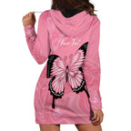 Personalised Australia Breast Cancer Awareness Hoodie Dress Pink Ribbon Butterfly Opal Pattern - Aussie Hoodie