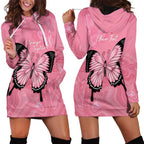 Personalised Australia Breast Cancer Awareness Hoodie Dress Pink Ribbon Butterfly Opal Pattern - Aussie Hoodie