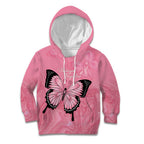 Personalised Australia Breast Cancer Awareness Kid Hoodie Pink Ribbon Butterfly Opal Pattern - Aussie Hoodie