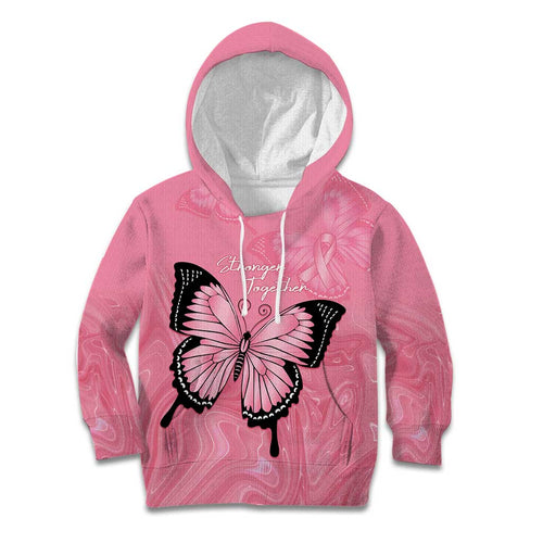 Personalised Australia Breast Cancer Awareness Kid Hoodie Pink Ribbon Butterfly Opal Pattern - Aussie Hoodie