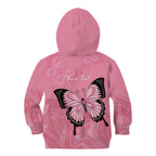 Personalised Australia Breast Cancer Awareness Kid Hoodie Pink Ribbon Butterfly Opal Pattern - Aussie Hoodie