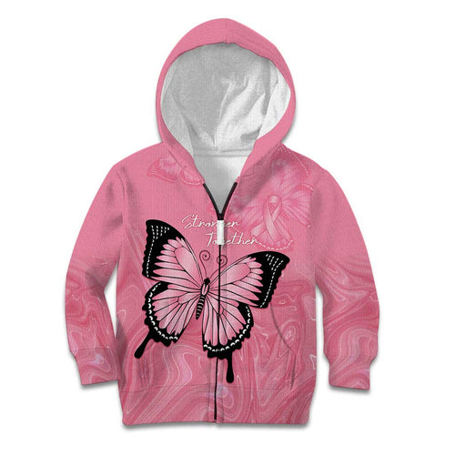 Personalised Australia Breast Cancer Awareness Kid Hoodie Pink Ribbon Butterfly Opal Pattern - Aussie Hoodie
