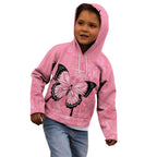 Personalised Australia Breast Cancer Awareness Kid Hoodie Pink Ribbon Butterfly Opal Pattern - Aussie Hoodie