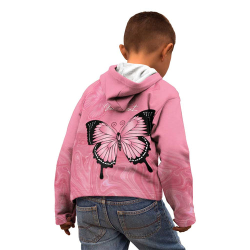 Personalised Australia Breast Cancer Awareness Kid Hoodie Pink Ribbon Butterfly Opal Pattern - Aussie Hoodie