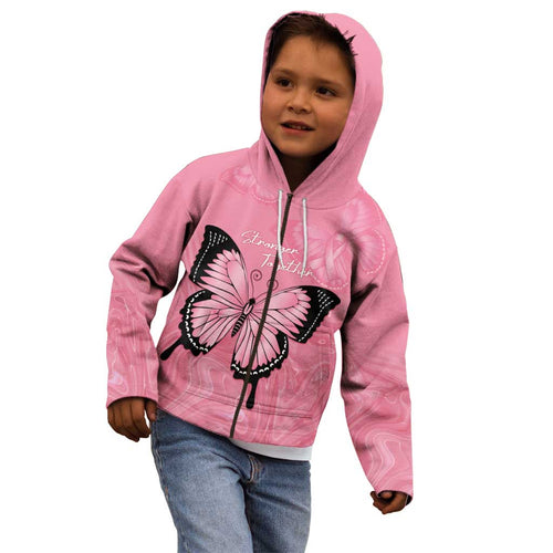 Personalised Australia Breast Cancer Awareness Kid Hoodie Pink Ribbon Butterfly Opal Pattern - Aussie Hoodie