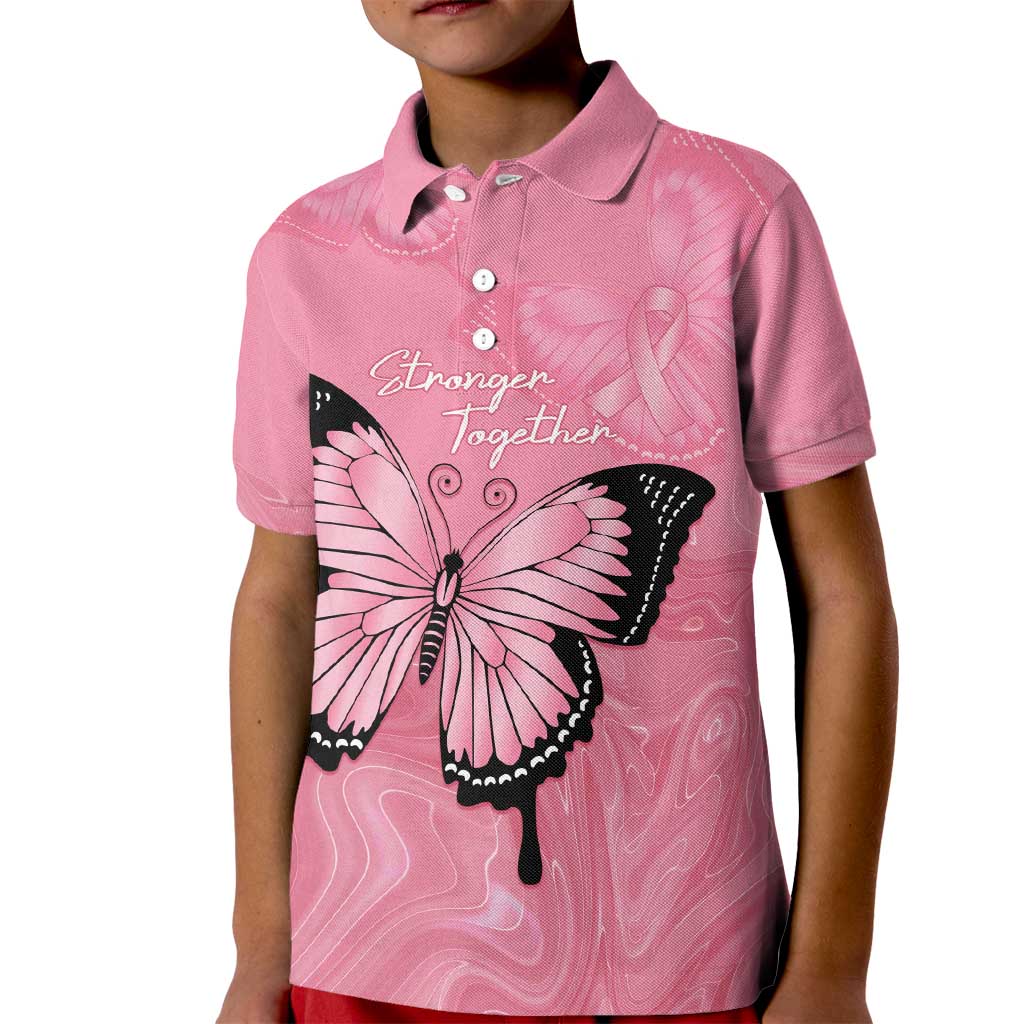 Personalised Australia Breast Cancer Awareness Kid Polo Shirt Pink Ribbon Butterfly Opal Pattern - Aussie Hoodie