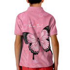 Personalised Australia Breast Cancer Awareness Kid Polo Shirt Pink Ribbon Butterfly Opal Pattern - Aussie Hoodie