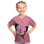 Personalised Australia Breast Cancer Awareness Kid T Shirt Pink Ribbon Butterfly Opal Pattern - Aussie Hoodie