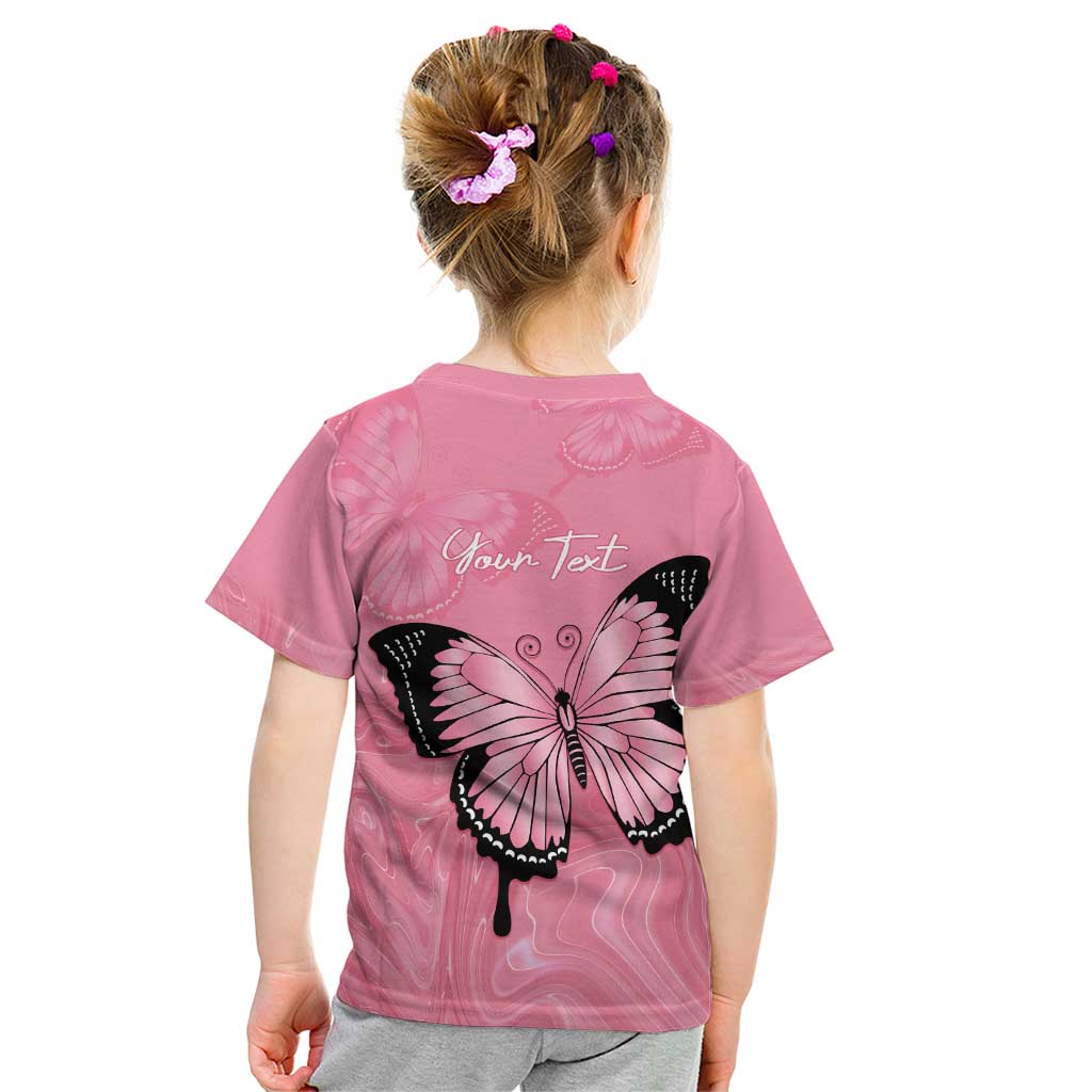 Personalised Australia Breast Cancer Awareness Kid T Shirt Pink Ribbon Butterfly Opal Pattern - Aussie Hoodie