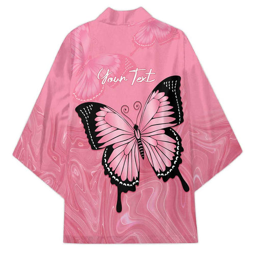Personalised Australia Breast Cancer Awareness Kimono Pink Ribbon Butterfly Opal Pattern - Aussie Hoodie