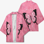 Personalised Australia Breast Cancer Awareness Kimono Pink Ribbon Butterfly Opal Pattern - Aussie Hoodie