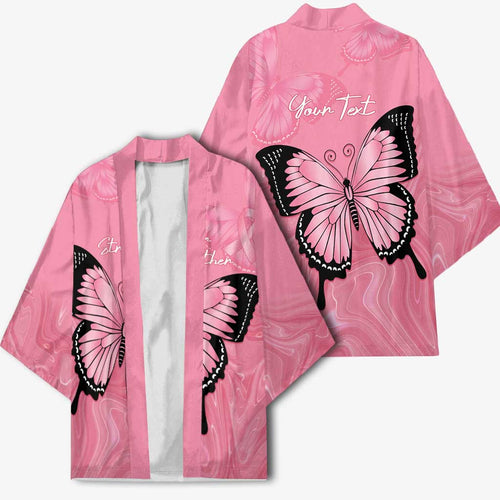 Personalised Australia Breast Cancer Awareness Kimono Pink Ribbon Butterfly Opal Pattern - Aussie Hoodie