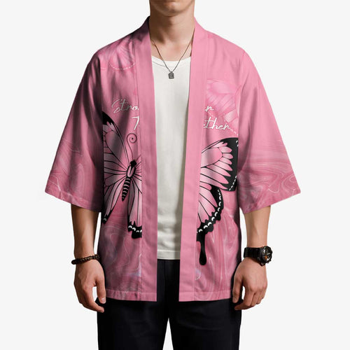 Personalised Australia Breast Cancer Awareness Kimono Pink Ribbon Butterfly Opal Pattern - Aussie Hoodie