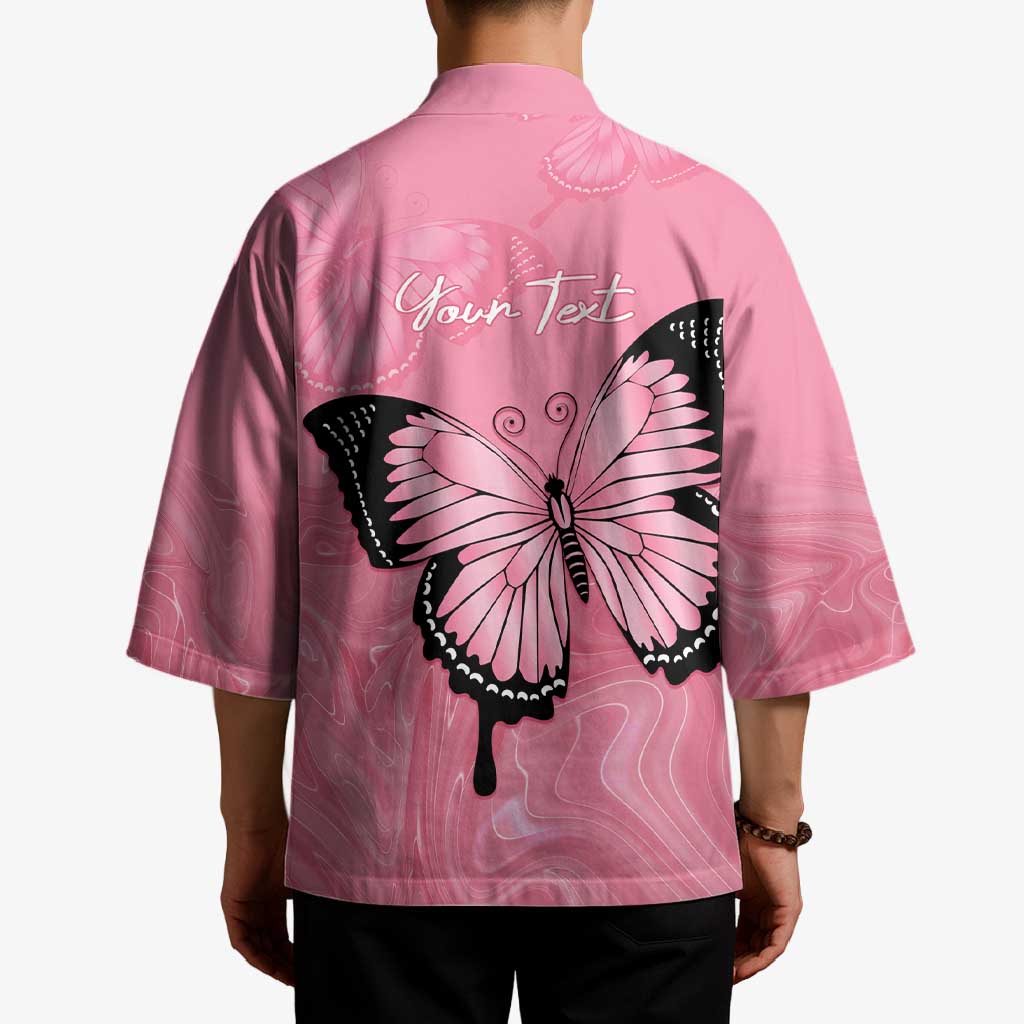 Personalised Australia Breast Cancer Awareness Kimono Pink Ribbon Butterfly Opal Pattern - Aussie Hoodie