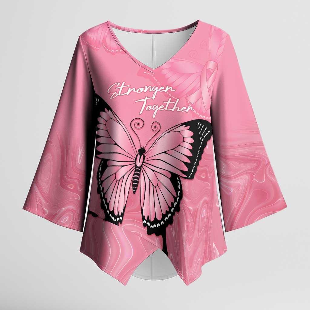 Personalised Australia Breast Cancer Awareness Kimono Sleeve Blouse Pink Ribbon Butterfly Opal Pattern - Aussie Hoodie