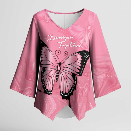 Personalised Australia Breast Cancer Awareness Kimono Sleeve Blouse Pink Ribbon Butterfly Opal Pattern - Aussie Hoodie