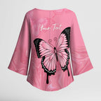 Personalised Australia Breast Cancer Awareness Kimono Sleeve Blouse Pink Ribbon Butterfly Opal Pattern - Aussie Hoodie