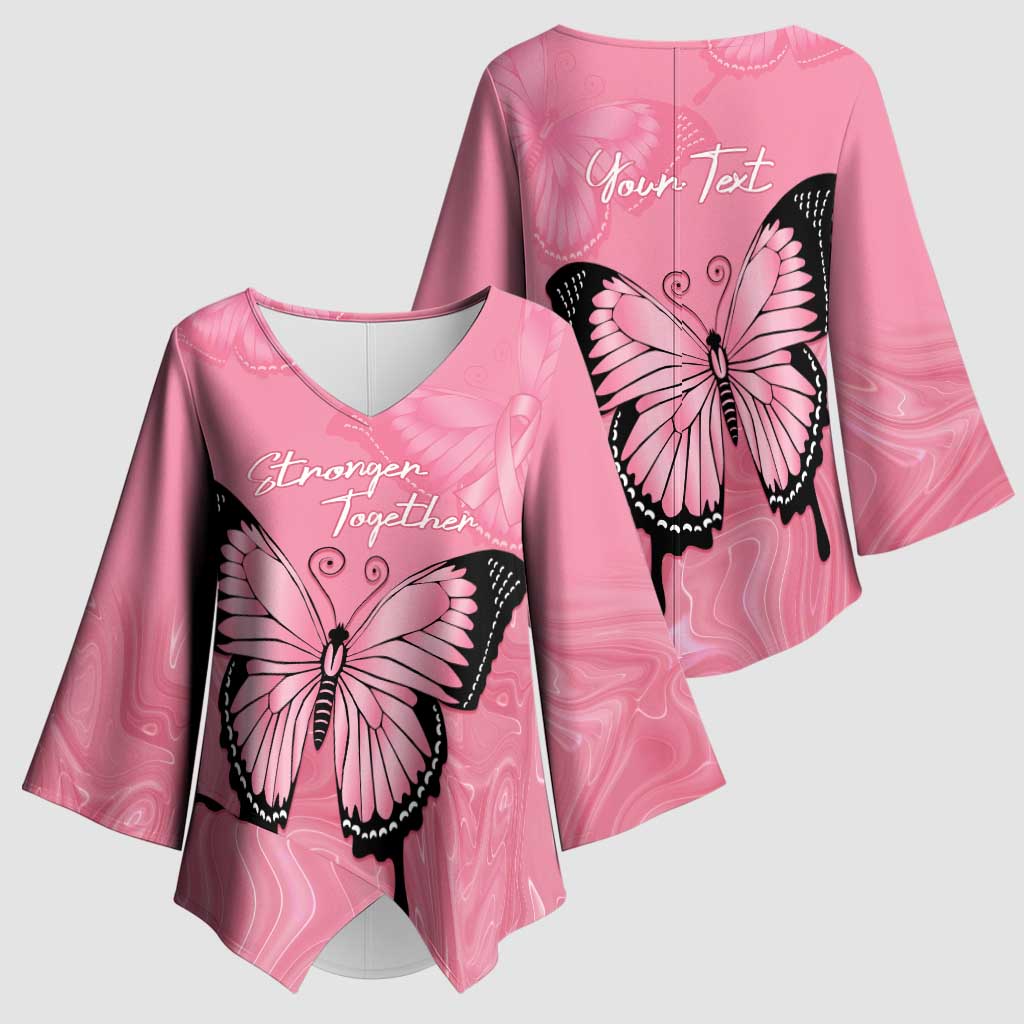 Personalised Australia Breast Cancer Awareness Kimono Sleeve Blouse Pink Ribbon Butterfly Opal Pattern - Aussie Hoodie