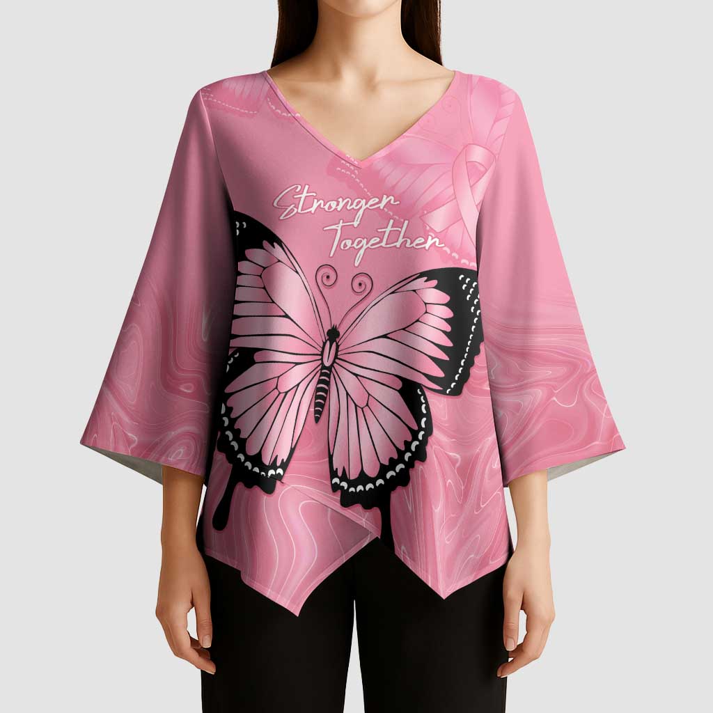 Personalised Australia Breast Cancer Awareness Kimono Sleeve Blouse Pink Ribbon Butterfly Opal Pattern - Aussie Hoodie