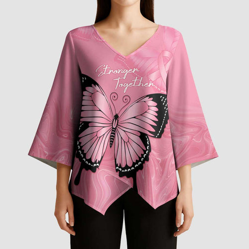 Personalised Australia Breast Cancer Awareness Kimono Sleeve Blouse Pink Ribbon Butterfly Opal Pattern - Aussie Hoodie