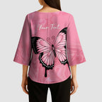 Personalised Australia Breast Cancer Awareness Kimono Sleeve Blouse Pink Ribbon Butterfly Opal Pattern - Aussie Hoodie