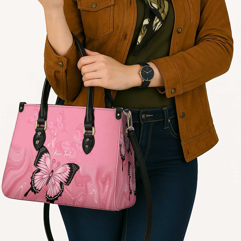 Personalised Australia Breast Cancer Awareness Leather Bag Pink Ribbon Butterfly Opal Pattern - Aussie Hoodie