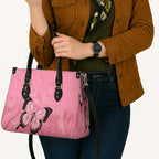 Personalised Australia Breast Cancer Awareness Leather Bag Pink Ribbon Butterfly Opal Pattern - Aussie Hoodie