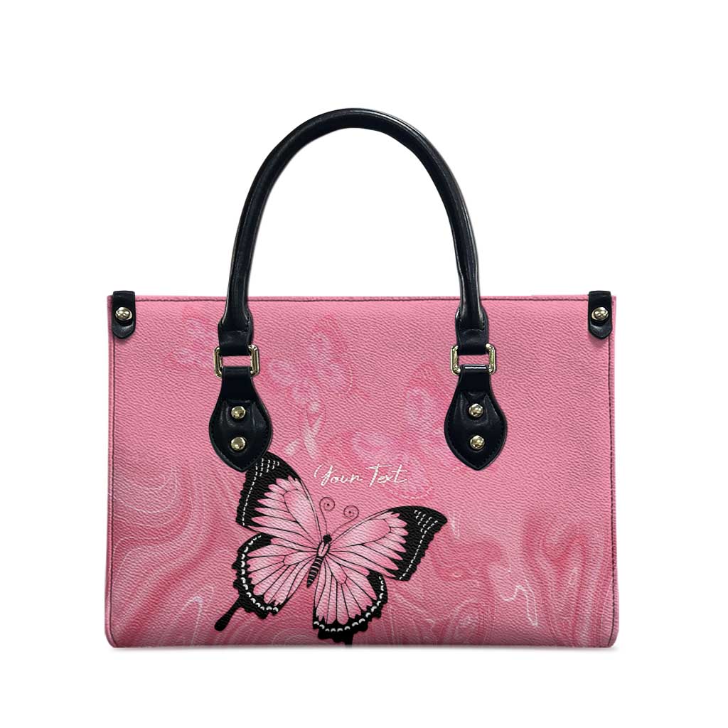 Personalised Australia Breast Cancer Awareness Leather Bag Pink Ribbon Butterfly Opal Pattern - Aussie Hoodie