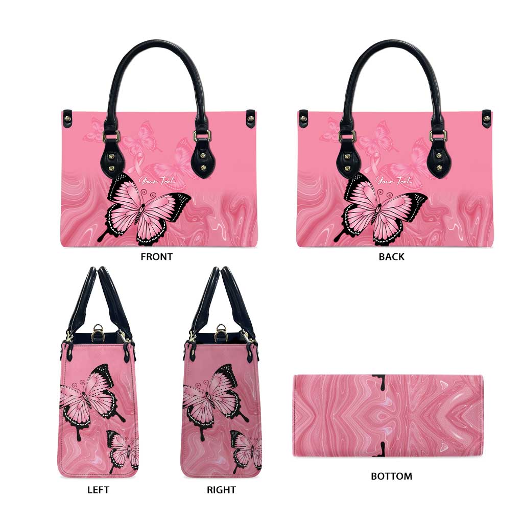 Personalised Australia Breast Cancer Awareness Leather Bag Pink Ribbon Butterfly Opal Pattern - Aussie Hoodie