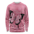 Personalised Australia Breast Cancer Awareness Long Sleeve Shirt Pink Ribbon Butterfly Opal Pattern - Aussie Hoodie