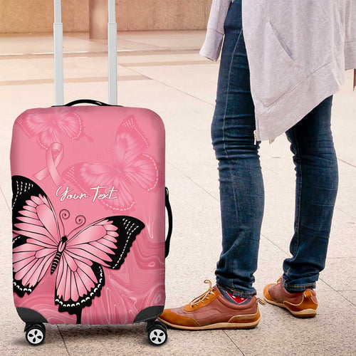 Personalised Australia Breast Cancer Awareness Luggage Cover Pink Ribbon Butterfly Opal Pattern - Aussie Hoodie