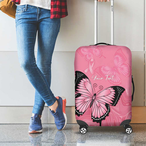 Personalised Australia Breast Cancer Awareness Luggage Cover Pink Ribbon Butterfly Opal Pattern - Aussie Hoodie