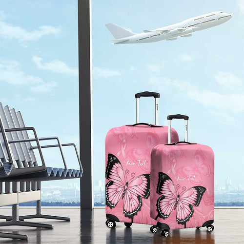 Personalised Australia Breast Cancer Awareness Luggage Cover Pink Ribbon Butterfly Opal Pattern - Aussie Hoodie