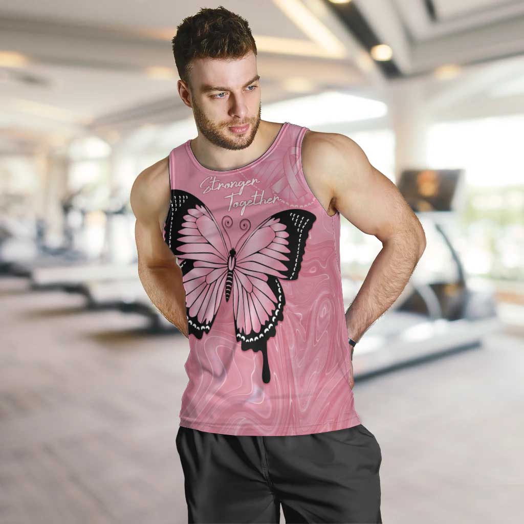 Personalised Australia Breast Cancer Awareness Men Tank Top Pink Ribbon Butterfly Opal Pattern - Aussie Hoodie